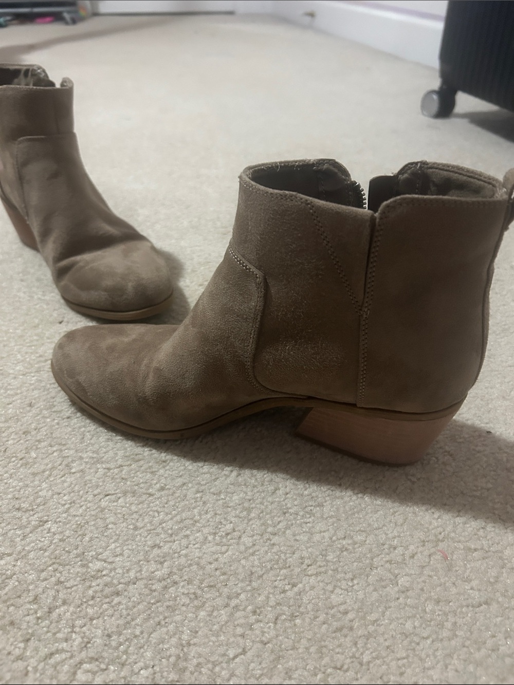 Dr. Scholl's Taupe Suede Ankle Booties with Side Zip - Picture 5 of 7
